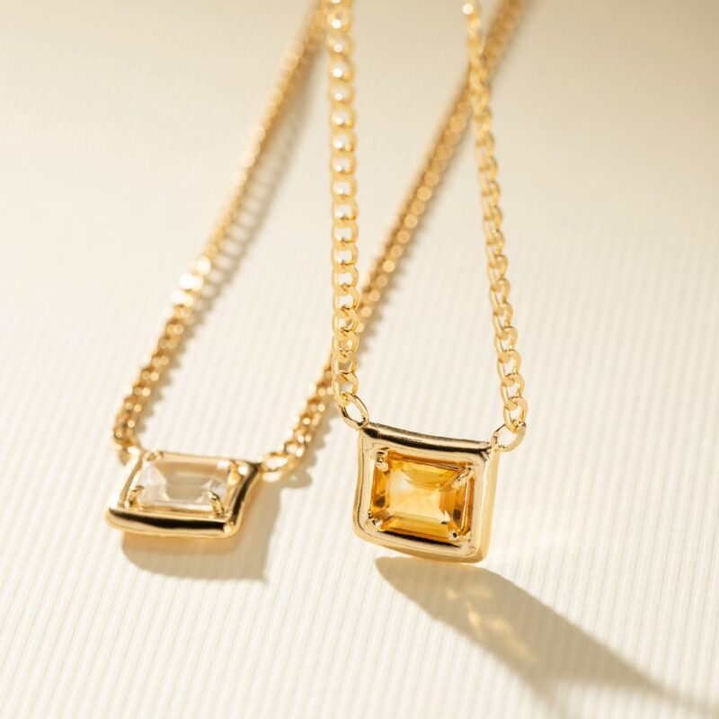 Colar em Prata de Lei com Pedra Natural Retangular