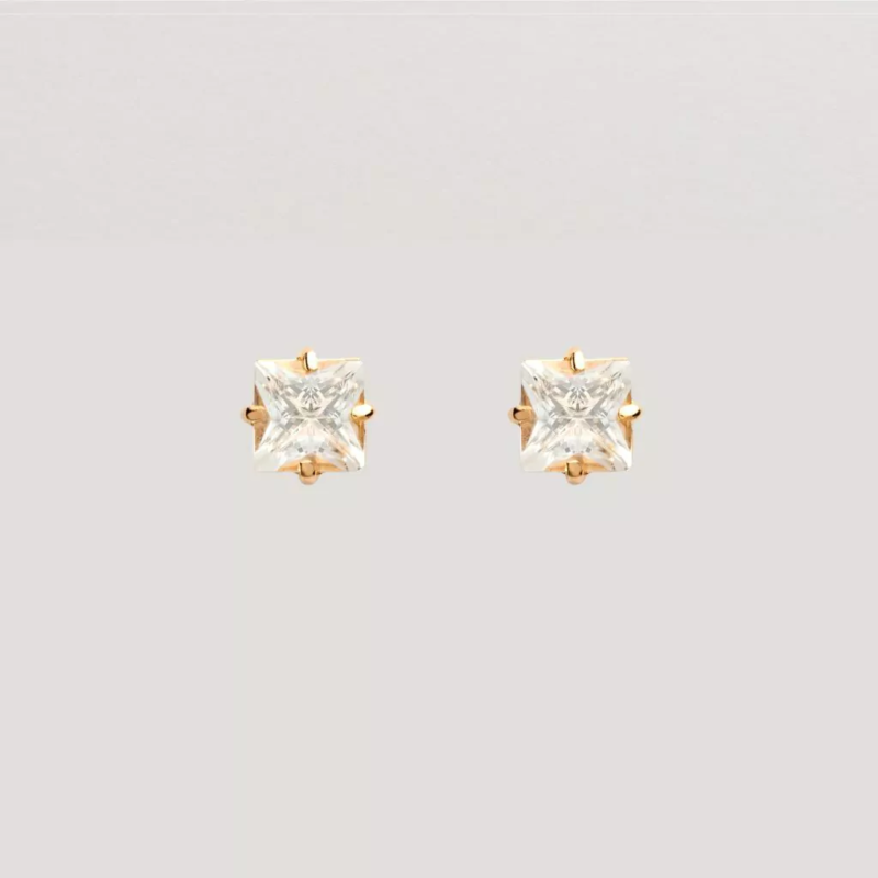 Brinco Solitário Quadrado