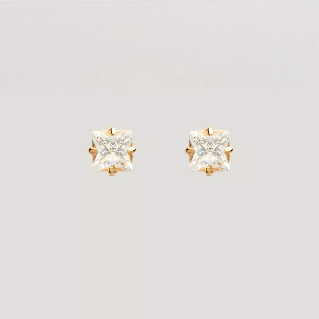 Brinco Solitário Quadrado