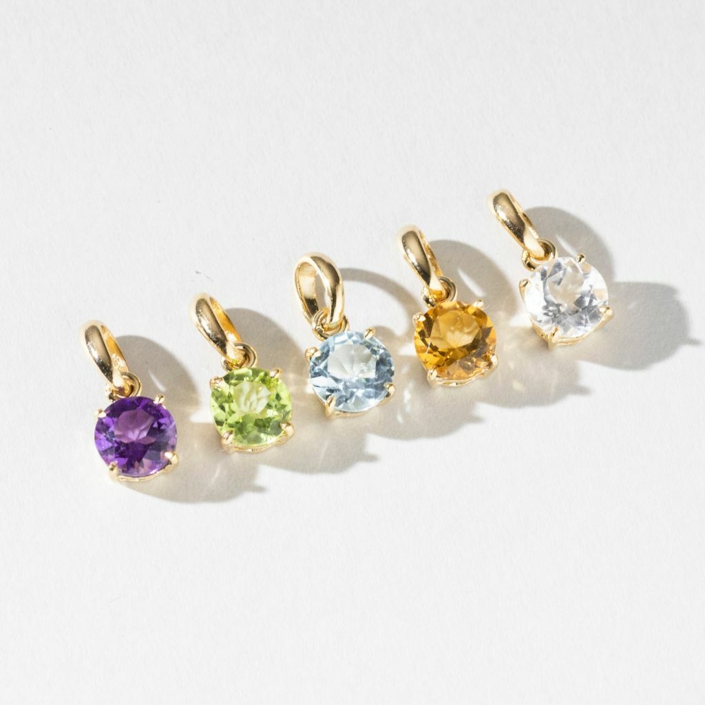 Pingente Redondo para Corrente em Prata de Lei com Pedra Natural