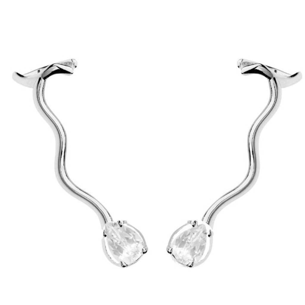 Earcuff Ondas com Topázio Branco - Imagem 2