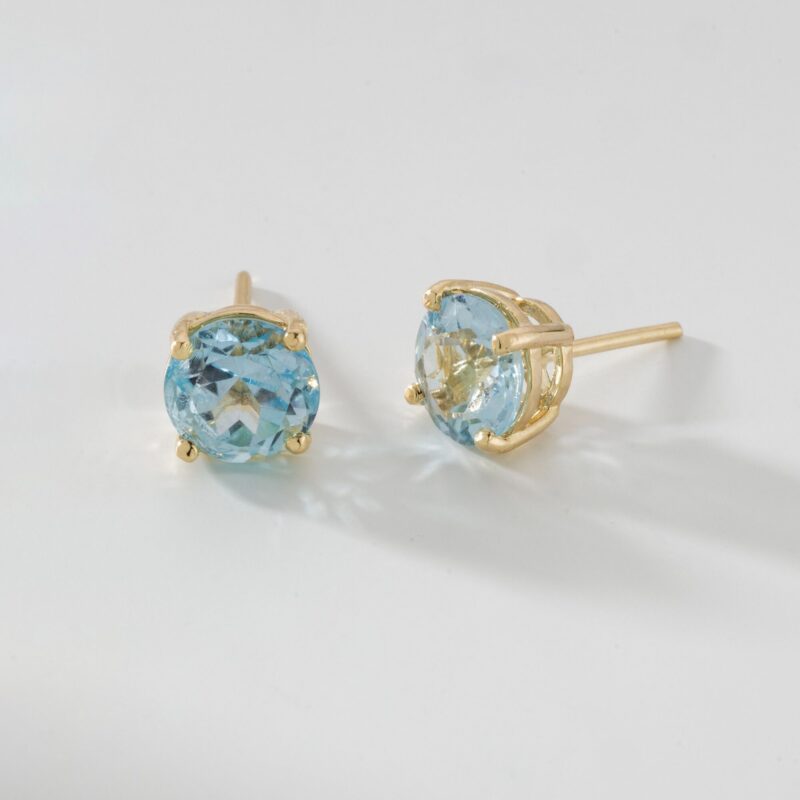 Brinco Solitário com Topázio Azul