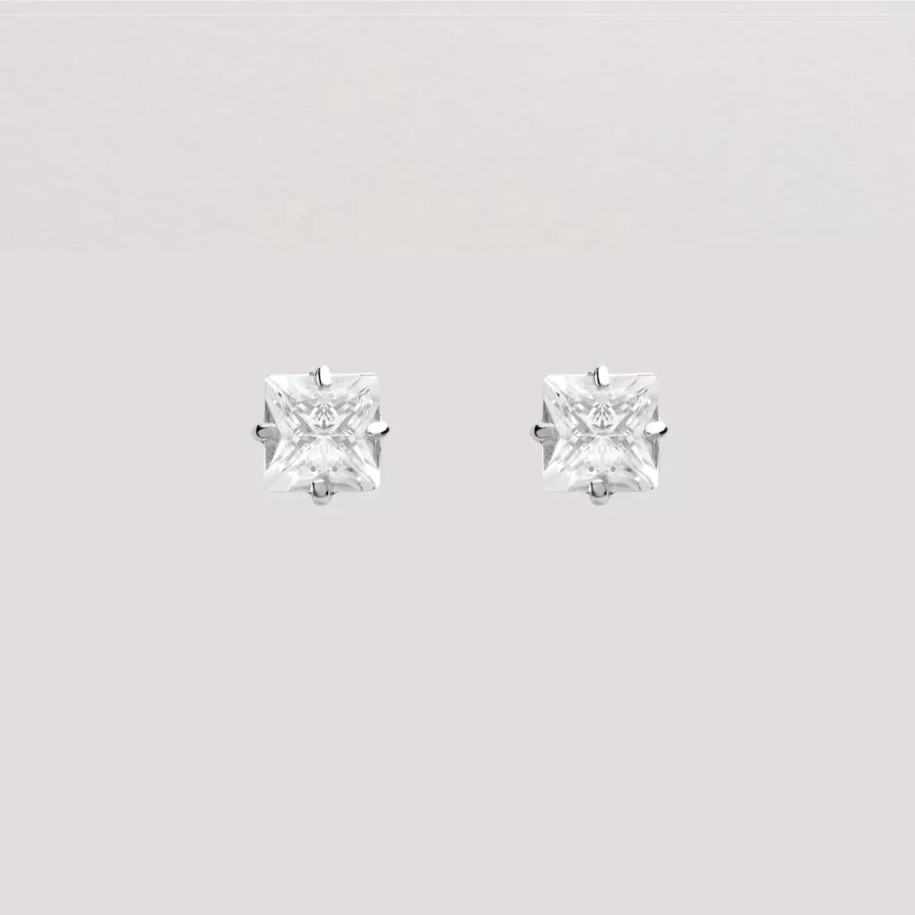 Brinco Solitário Quadrado com Corrente - Imagem 4