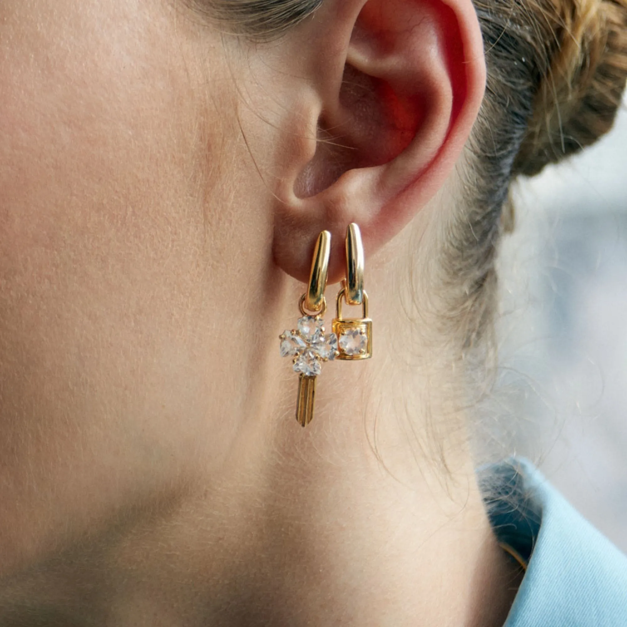 Argola Oval com Pingente Cadeado - Imagem 3