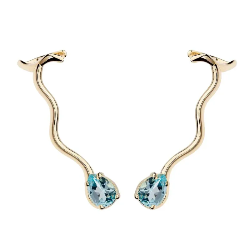 Earcuff Ondas com Topázio Azul