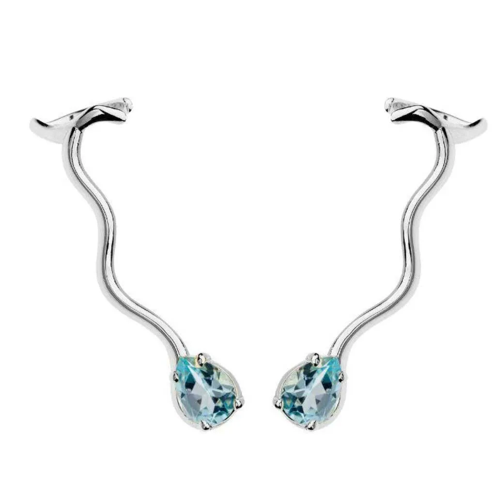 Earcuff Ondas com Topázio Azul - Imagem 2